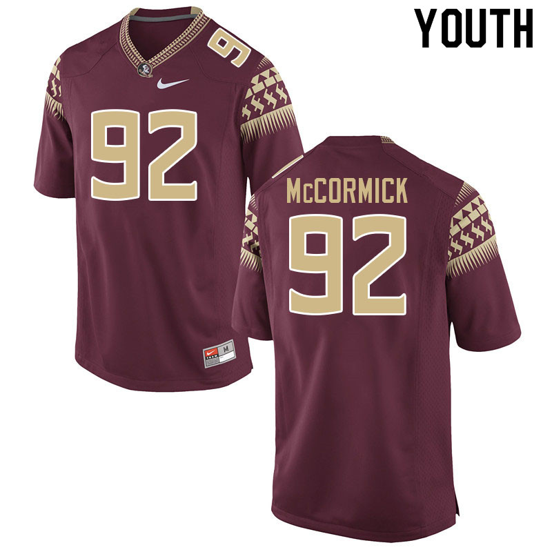 Youth #92 Liam McCormick Florida State Seminoles College Football Jerseys Sale-Garnet - Click Image to Close
